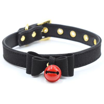 Δερμάτινο Κολάρο με Φιόγκο, Καμπανάκι & Λουλουδάτο Κρεμαστό – Για Γυναίκες