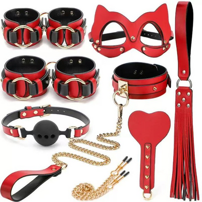 Bondage Set 8 τεμαχίων σε Βαλίτσα – Κόκκινο