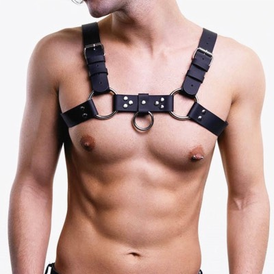 Ανδρικό Harness με Faux Leather Λουριά & O-Rings