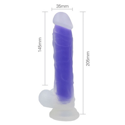 Φωσφοριζέ Ρεαλιστικό Dildo Glow in the Dark Σιλικόνης με Ισχυρή Βεντούζα - Μωβ