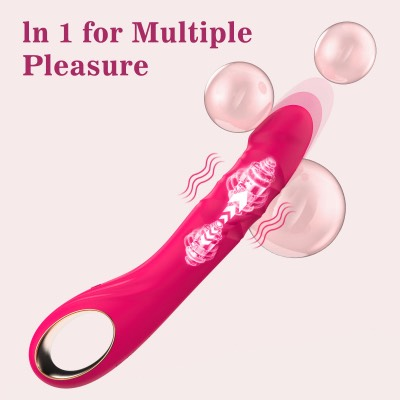 Μεγάλος Ρεαλιστικός Δονητής για Γυναίκες με Σιλικόνη, G-Spot & Κλειτοριδικό Διεγέρτη - Ροζ