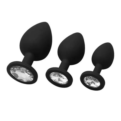 Πρωκτική Σφήνα Μαύρη με Διαμάντι – Λευκό (Medium)