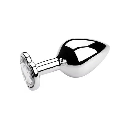 Ασημί Πρωκτική Σφήνα (Medium) με Λευκό  Διαμάντι