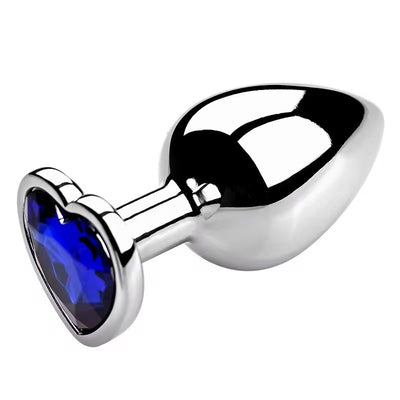 Ασημί Πρωκτική Σφήνα (Medium) Με μπλε σκούρο διαμάντι￼