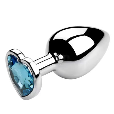 Ασημί πρωκτική σφήνα (Small) Με Γαλάζιο διαμάντι ￼￼