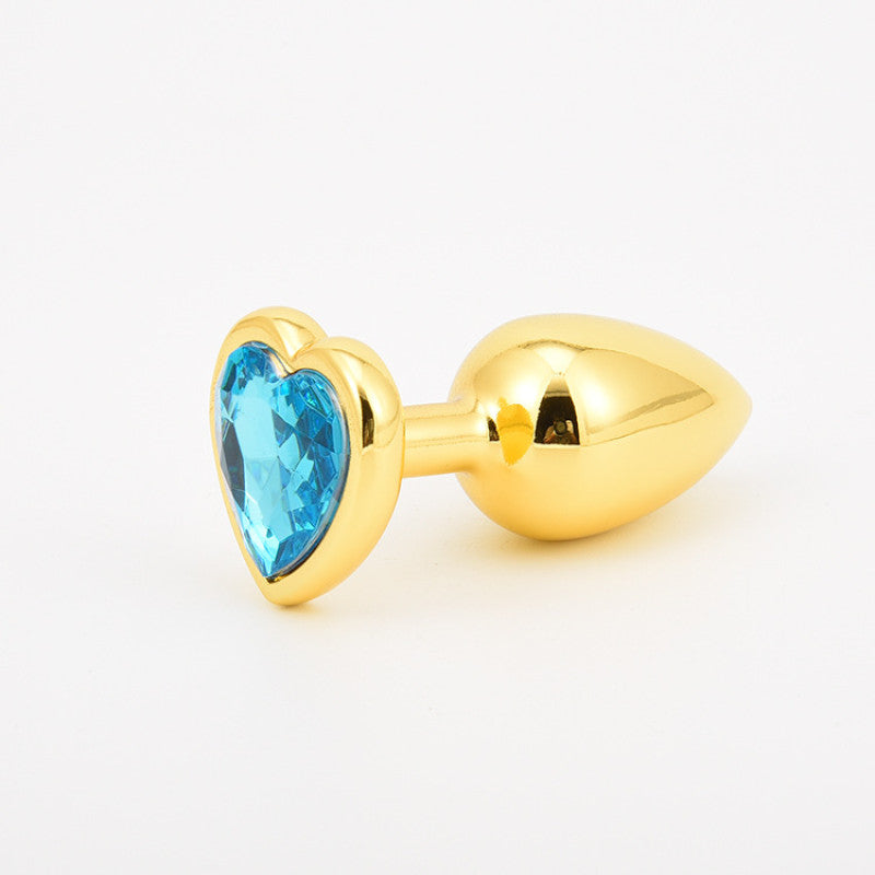 Χρυσή Πρωκτική Σφήνα (Small) με Γαλάζιο διαμάντι ￼￼￼