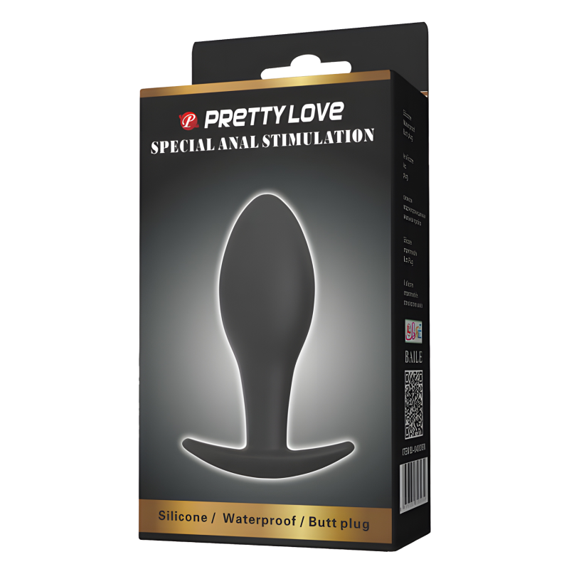 Pretty Love Silicone Butt Plug Anchor Πρωκτική Σφήνα Black 8.5cm