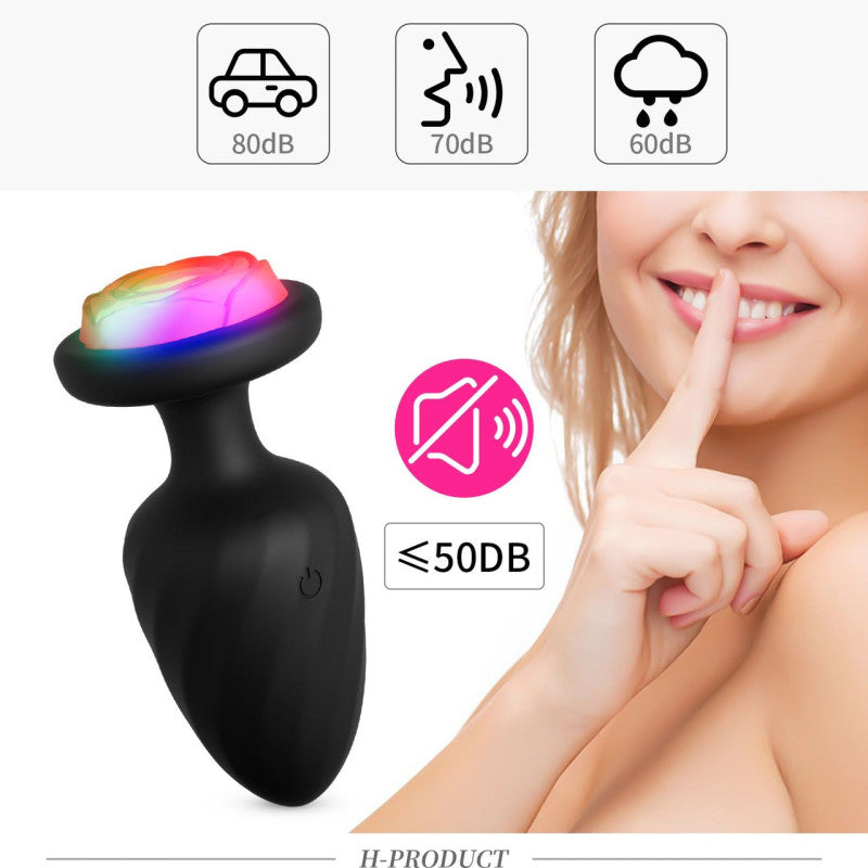 Φωτιζόμενη Πρωκτική Σφήνα με Ασύρματη Δόνηση & Τηλεχειριστήριο με κόκκινο φωτισμό ￼￼