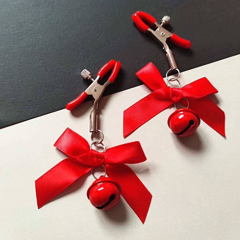 Κόκκινο Κλιπ Θηλών “Red Jingle” με Φιογκάκι & Κουδουνάκι