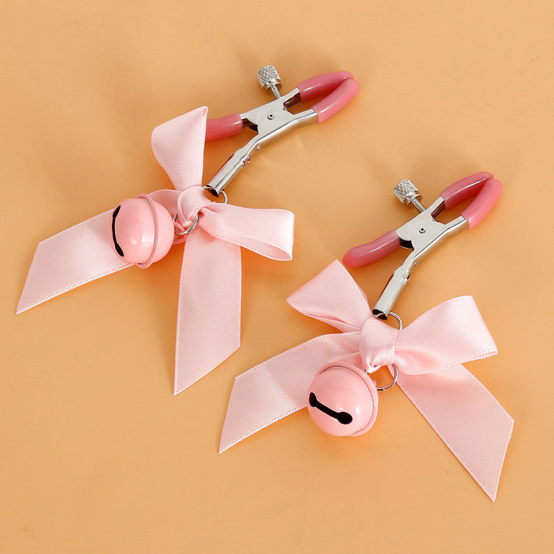 Ροζ  Κλιπ Θηλών “Red Jingle” με Φιογκάκι & Κουδουνάκι