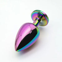 Πρωκτική σφήνα πολύχρωμη με πολύχρωμο στρογγυλό διαμάντι (small)￼